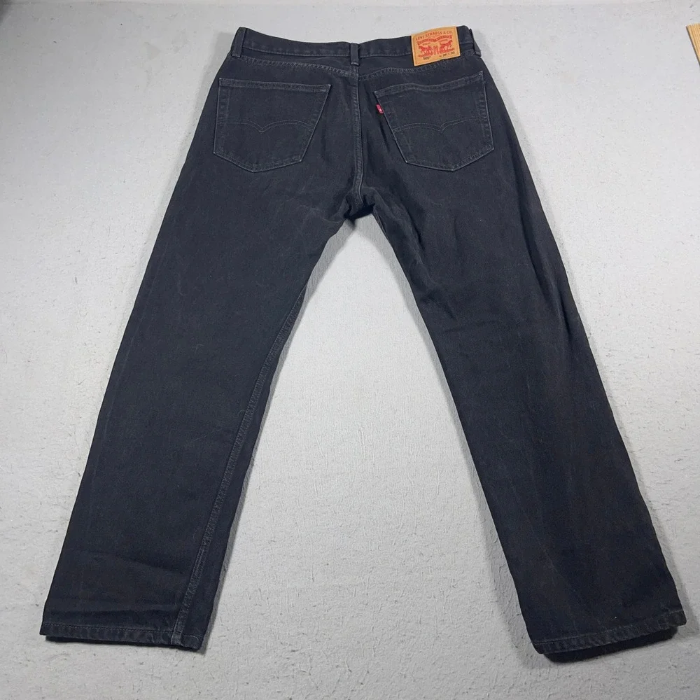 Levi's 505 Regular Fit Jeans Men 36x30 Black Denim Straight Leg Casual Everyday‎